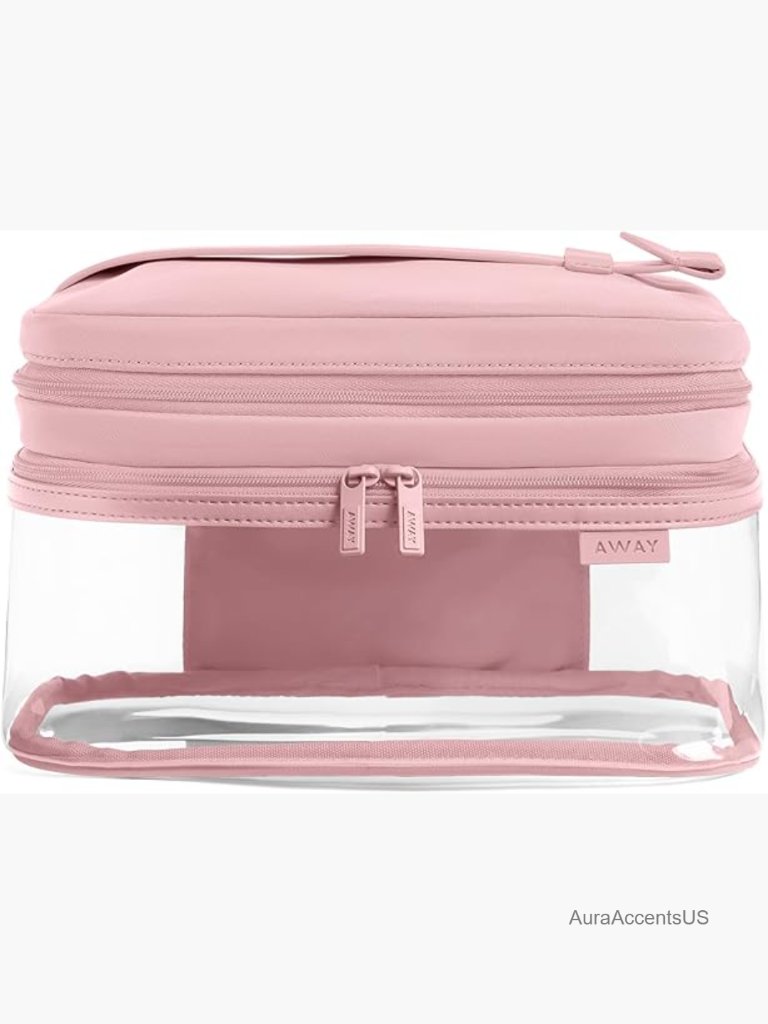 Double Compartment Clear Cosmetic Case, Tsa Approved Travel Toiletry Organizer,